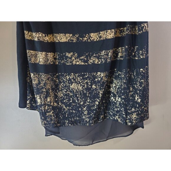 Lane Bryant Black Metallic Gold Striped High Low Tank Cross Back Sz 18/20 - Picture 5 of 9